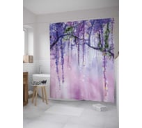 Штора (занавеска) для ванной JoyArty "Лесные гирлянды" из сатена, 180х200 см с крючками, sc_9135