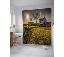 Штора (занавеска) для ванной JoyArty "Дорога в поле" из сатена, 180х200 см с крючками, sc_35992