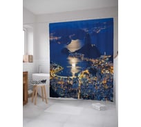 Штора (занавеска) для ванной JoyArty "Рио-де-Жанейро" из сатена, 180х200 см с крючками, sc_38836