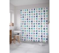 Штора (занавеска) для ванной JoyArty "Квадраты" из сатена, 180х200 см с крючками, sc_74467
