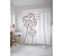 Штора (занавеска) для ванной JoyArty "Зонтики одуванчика в пути" из сатена, 180х200 см с крючками, sc_32584