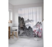 Штора (занавеска) для ванной JoyArty "Китайская живопись" из сатена, 180х200 см с крючками, sc_32274
