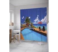Штора (занавеска) для ванной JoyArty "Мостик бассейна" из сатена, 180х200 см с крючками, sc_8930