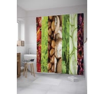 Штора (занавеска) для ванной JoyArty "Овощной ассортимент" из сатена, 180х200 см с крючками, sc_32029