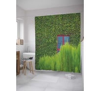 Штора (занавеска) для ванной JoyArty "Окно среди лиан" из сатена, 180х200 см с крючками, sc_32283