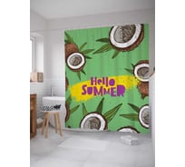 Штора (занавеска) для ванной JoyArty "Привет лето" из сатена, 180х200 см sc_378479