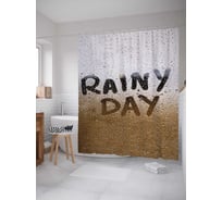 Штора (занавеска) для ванной JoyArty "Дождливый день" из сатена, 180х200 см с крючками, sc_7720