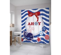 Штора (занавеска) для ванной JoyArty "Морской клич" из сатена, 180х200 см с крючками, sc_8751
