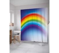 Штора (занавеска) для ванной JoyArty "Блики на радуге" из сатена, 180х200 см с крючками, sc_38503