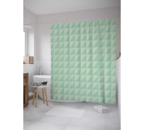 Штора (занавеска) для ванной JoyArty "Квадратики в полоску" из сатена, 180х200 см с крючками, sc_33394