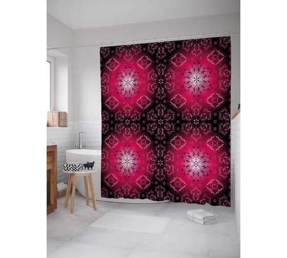 Штора (занавеска) для ванной JoyArty "Сияющие орнаменты" из сатена, 180х200 см с крючками, sc_36886 1