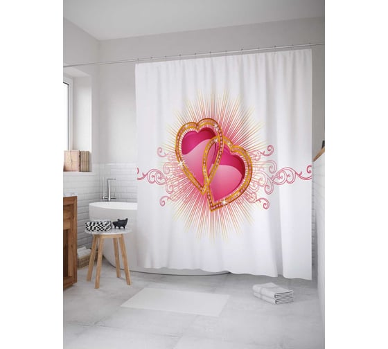 Штора (занавеска) для ванной JoyArty "Обручение" из сатена, 180х200 см с крючками, sc_34540 1