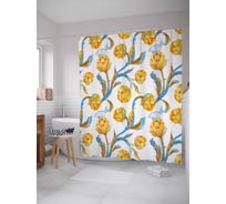 Штора (занавеска) для ванной JoyArty "Солнечные артишоки" из сатена, 180х200 см с крючками, sc_38902
