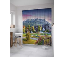 Штора (занавеска) для ванной JoyArty "Осенний пейзаж" из сатена, 180х200 см с крючками, sc_32465