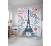 Штора (занавеска) для ванной JoyArty "Природа парижа" из сатена, 180х200 см с крючками, sc_8393