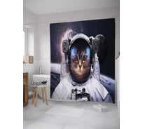 Штора (занавеска) для ванной JoyArty "Полет вокруг луны" из сатена, 180х200 см с крючками, sc_33502