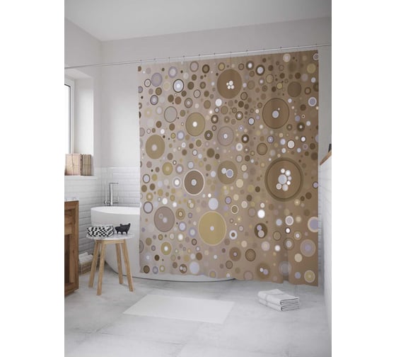 Штора (занавеска) для ванной JoyArty "Блики мыльных пузырей" из сатена, 180х200 см с крючками, sc_33533 1