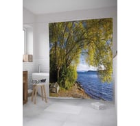 Штора (занавеска) для ванной JoyArty "Осеннее дерево" из сатена, 180х200 см с крючками, sc_32677