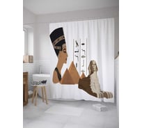 Штора (занавеска) для ванной JoyArty "Египетский правитель" из сатена, 180х200 см с крючками, sc_9323