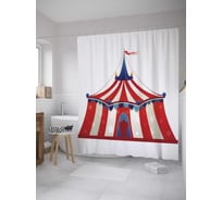 Штора (занавеска) для ванной JoyArty "Полосатый цирк" из сатена, 180х200 см с крючками, sc_9502