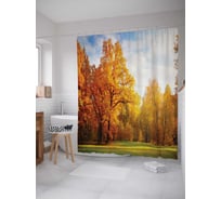 Штора (занавеска) для ванной JoyArty "Лесная свежесть" из сатена, 180х200 см с крючками, sc_9343