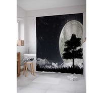Штора (занавеска) для ванной JoyArty "Огромная луна" из сатена, 180х200 см с крючками, sc_38839