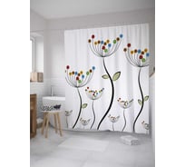 Штора (занавеска) для ванной JoyArty "Абстрактное цветение" из сатена, 180х200 см с крючками, sc_32709