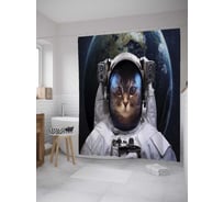 Штора (занавеска) для ванной JoyArty "Кот на Марсе" из сатена, 180х200 см с крючками, sc_33511