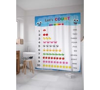 Штора (занавеска) для ванной JoyArty "Учимся считать" из сатена, 180х200 см с крючками, sc_7365