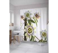 Штора (занавеска) для ванной JoyArty "Цветочное состояние" из сатена, 180х200 см с крючками, sc_8649