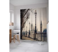 Штора (занавеска) для ванной JoyArty "Лондонская набережная" из сатена, 180х200 см с крючками, sc_9408