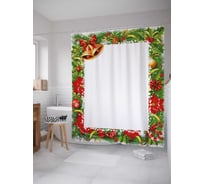 Штора (занавеска) для ванной JoyArty "Рождественские колокольчики" из сатена, 180х200 см с крючками, sc_37070