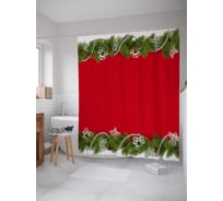 Штора (занавеска) для ванной JoyArty "Елочная гирлянда" из сатена, 180х200 см с крючками, sc_37033