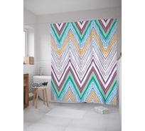 Штора (занавеска) для ванной JoyArty "Плывущие зигзаги" из сатена, 180х200 см с крючками, sc_5509