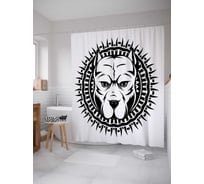 Штора (занавеска) для ванной JoyArty "Агрессивный питбуль" из сатена, 180х200 см с крючками, sc_72556