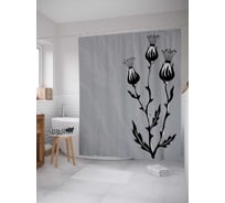 Штора (занавеска) для ванной JoyArty "Мрачный чертополох" из сатена, 180х200 см с крючками, sc_4393