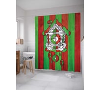 Штора (занавеска) для ванной JoyArty "Полосатые часы" из сатена, 180х200 см с крючками, sc_5532