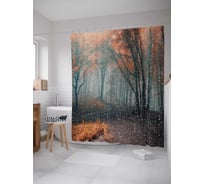 Штора (занавеска) для ванной JoyArty "Дождевые леса" из сатена, 180х200 см с крючками, sc_4539