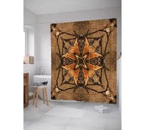 Штора (занавеска) для ванной JoyArty "Ритуал с цветами" из сатена, 180х200 см с крючками, sc_4577