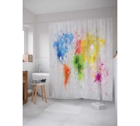 Штора (занавеска) для ванной JoyArty "Всемирные краски" из сатена, 180х200 см с крючками, sc_4605