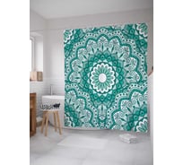 Штора (занавеска) для ванной JoyArty "Цветочнные узорные круги" из сатена, 180х200 см с крючками, sc_4828