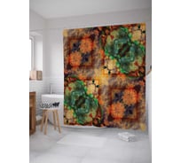 Штора (занавеска) для ванной JoyArty "Цветочный взгляд" из сатена, 180х200 см с крючками, sc_4574