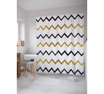 Штора (занавеска) для ванной JoyArty "Зигзаговая строгость" из сатена, 180х200 см с крючками, sc_4327
