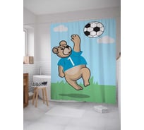 Штора (занавеска) для ванной JoyArty "Мишка футболист" из сатена, 180х200 см с крючками, sc_5057