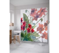 Штора (занавеска) для ванной JoyArty "Цветочное терпение" из сатена, 180х200 см с крючками, sc_3510