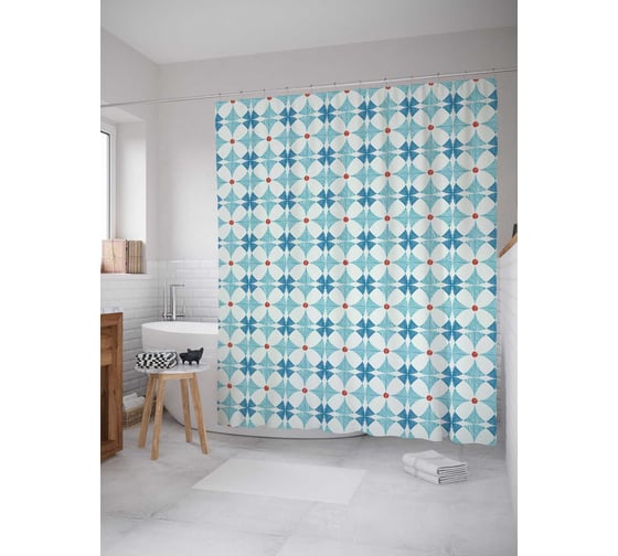 Штора (занавеска) для ванной JoyArty "Простота цветка" из сатена, 180х200 см с крючками, sc_4436