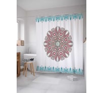 Штора (занавеска) для ванной JoyArty "Цветочная снежинка" из сатена, 180х200 см с крючками, sc_4567