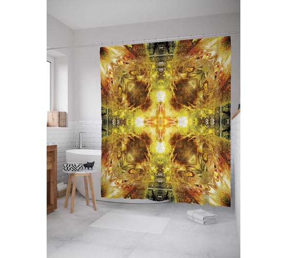 Штора (занавеска) для ванной JoyArty "Красочный абсурд" из сатена, 180х200 см с крючками, sc_4575 1