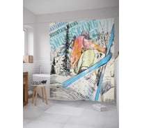 Штора (занавеска) для ванной JoyArty "На лыжах по горам" из сатена, 180х200 см с крючками, sc_7677