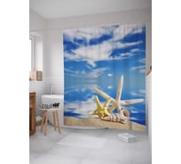 Штора (занавеска) для ванной JoyArty "Морские звезды наблюдатели" из сатена, 180х200 см с крючками, sc_7086